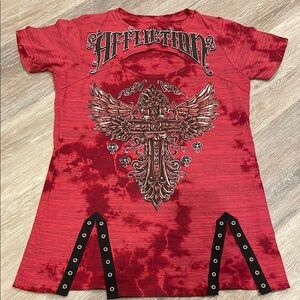NWOT Affliction Women’s tees with front cut outs - 1 L still available
